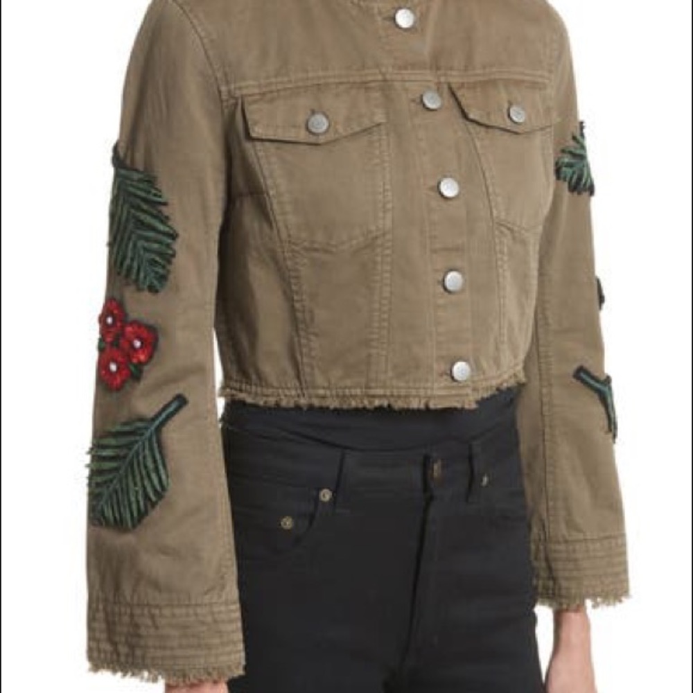 Cinq à Sept "Halina" jacket in olive-wash denim.